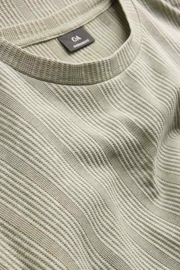 Hommes - T-shirt - Oversize - finition côtelée - vert clair