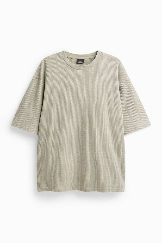 Hommes - T-shirt - Oversize - finition côtelée - vert clair