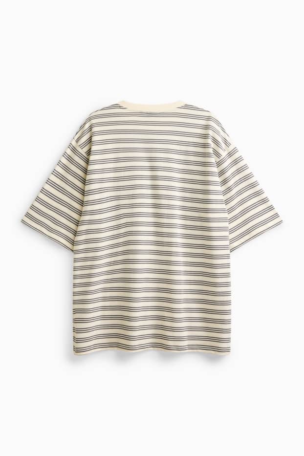 Hommes - T-shirt - Oversize - à rayures - beige