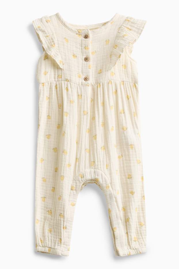 Bébés filles - Citrons - combinaison bébé - texturée - blanc crème