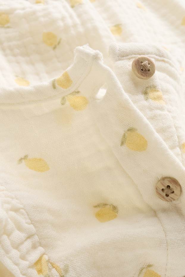 Bébés filles - Citrons - combinaison bébé - texturée - blanc crème