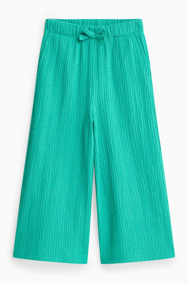 Enfants filles - Pantalon en toile - finition texturée - vert