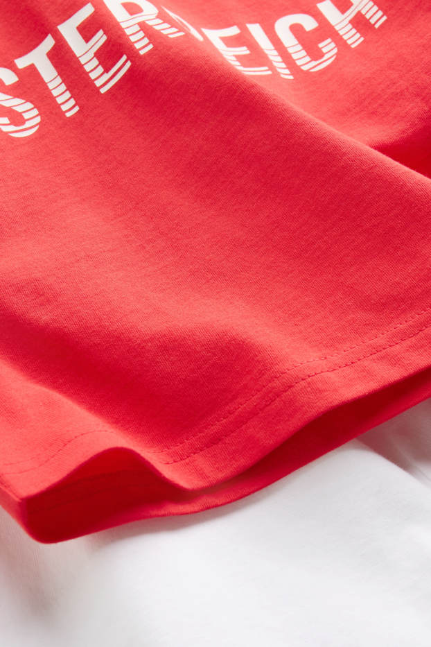 Kinder Buben - Österreich - Shorty Pyjama - 2 teilig - rot / weiß