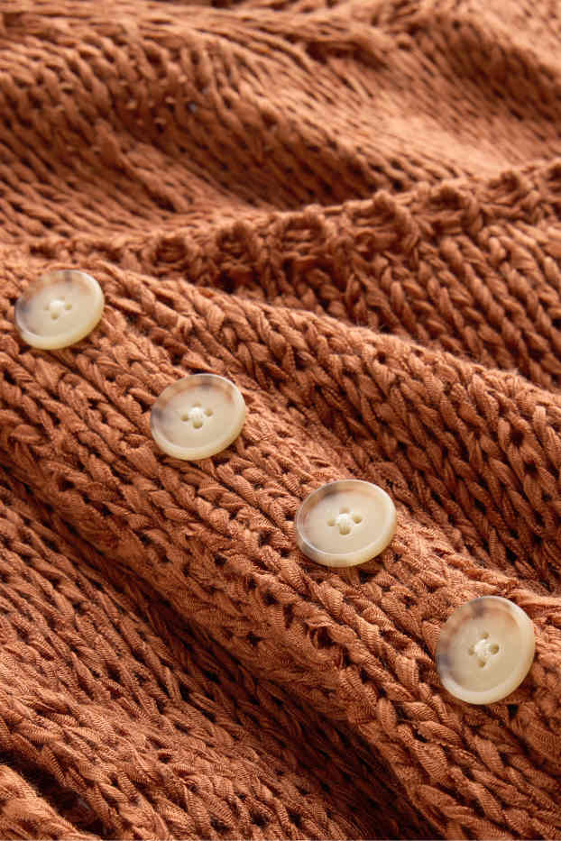 Damen - Strickpullover - kurzarm - terracotta