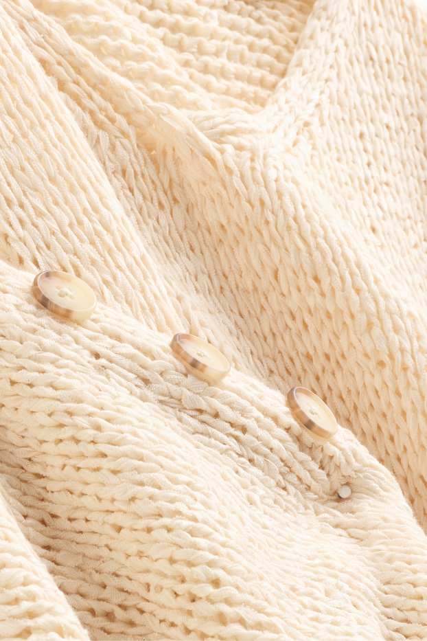 Women - Knitted jumper - short sleeve - cremewhite