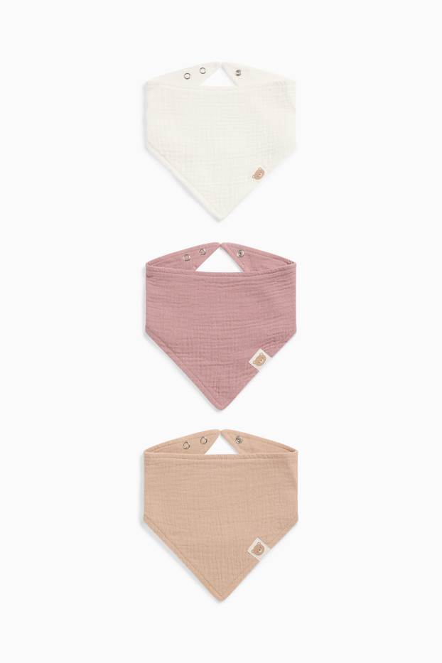 Unisex - Multipack 3er - Teddybär - Baby-Dreieckstuch - weiss