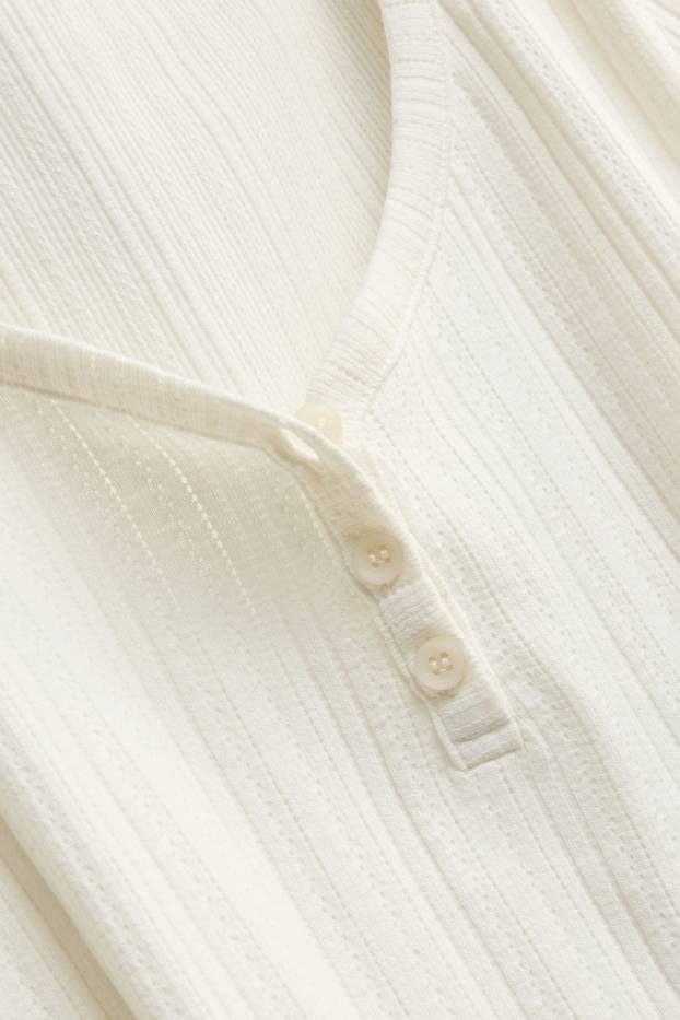 Damen - Henley-Shirt - Regular Fit - gerippt - weiß