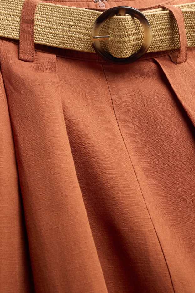 Damen - Rock mit Gürtel - Leinen-Mix - orange