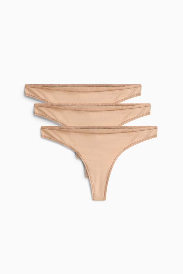 Dames - Set van 3 - string - licht beige