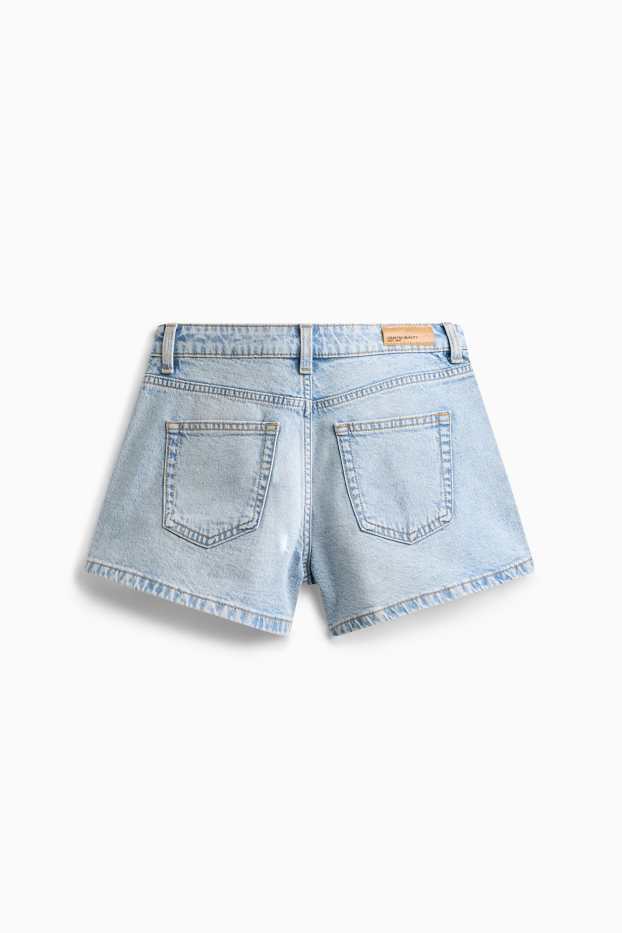 Kinder Mädchen - Jeans-Shorts mit Strasssteinen - hellblau