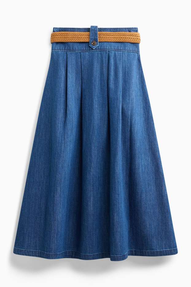 Damen - Jeans-Rock mit Gürtel - dunkelblau