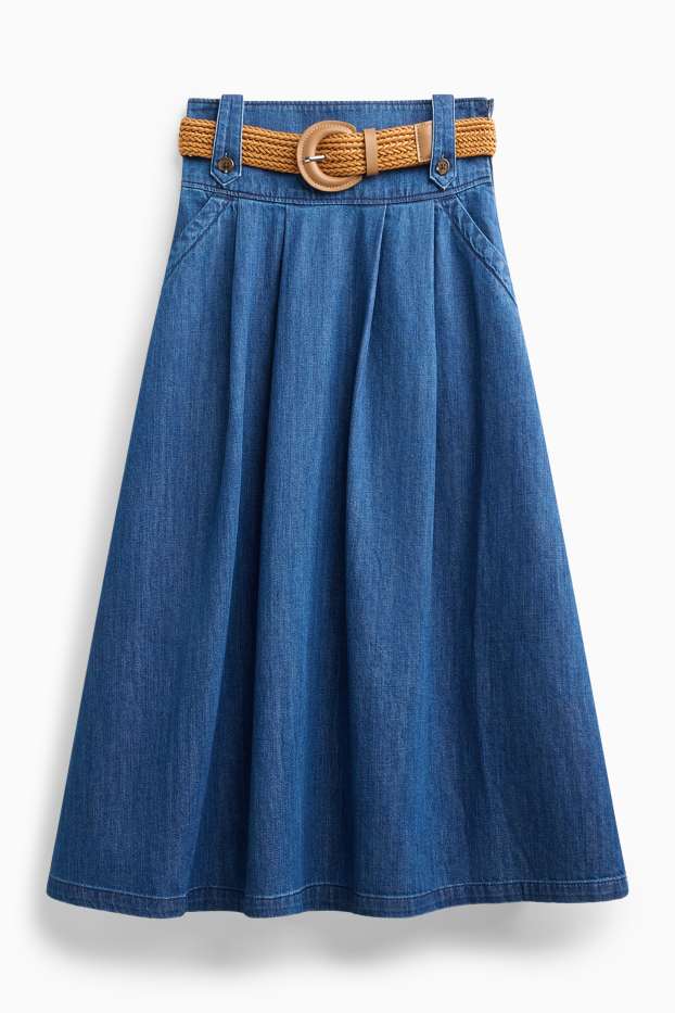 Damen - Jeans-Rock mit Gürtel - dunkelblau