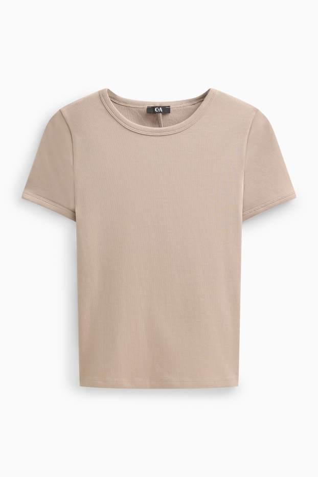 Dona - Samarreta de màniga curta - slim fit - marró clar