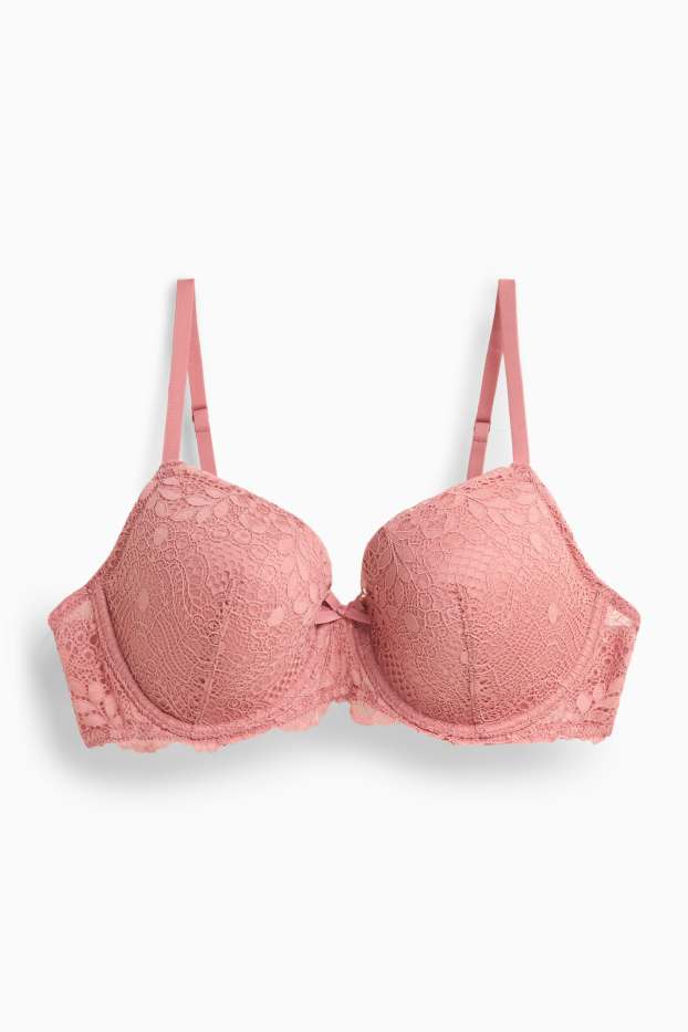 Dámské - Podprsenka s kosticemi - FULL COVERAGE - s vycpávkami - růžová