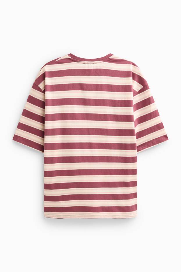 Dames - T-shirt - oversized - gestreept - wit / rood
