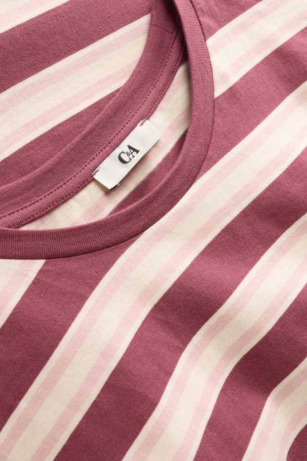 Dames - T-shirt - oversized - gestreept - wit / rood