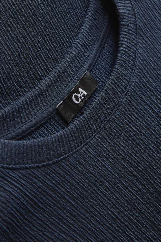 Dona - Samarreta de màniga curta - relaxed fit - texturada - blau fosc