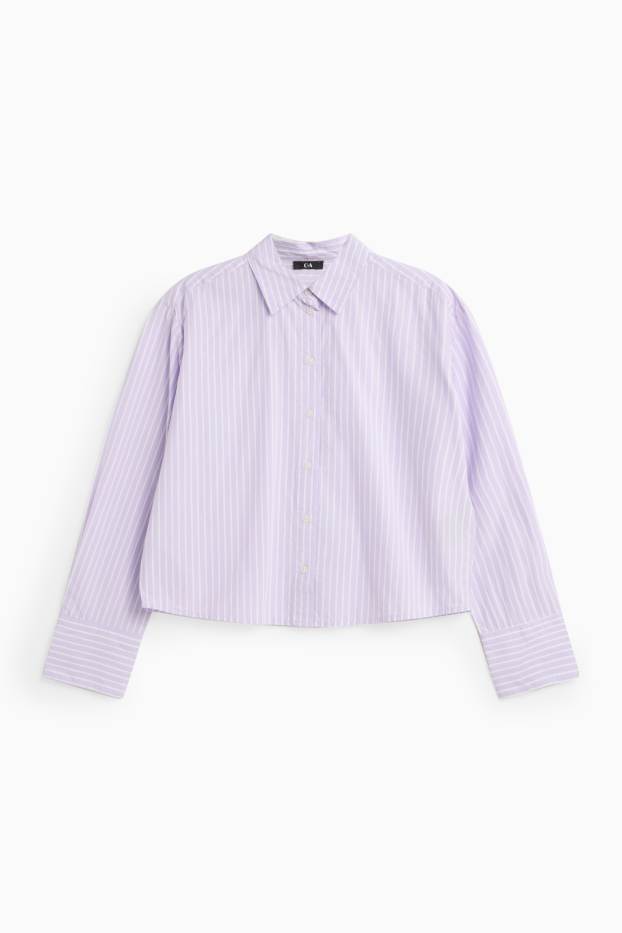 Damen - Bluse - gestreift - flieder