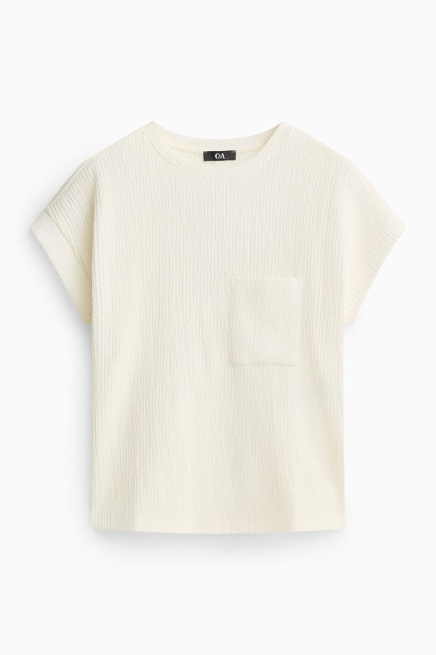 Dona - Samarreta de màniga curta - relaxed fit - texturada - blanc