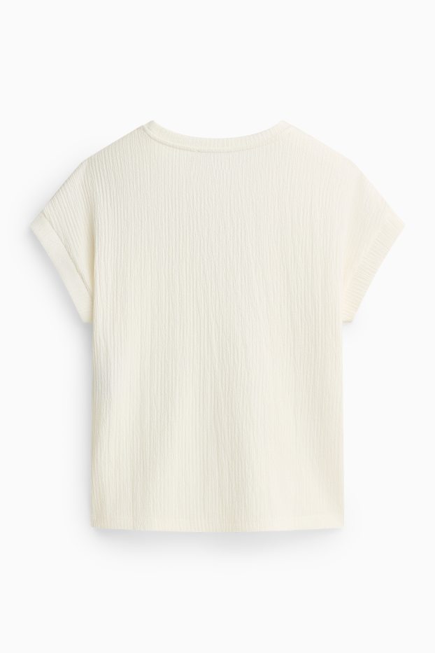 Dona - Samarreta de màniga curta - relaxed fit - texturada - blanc