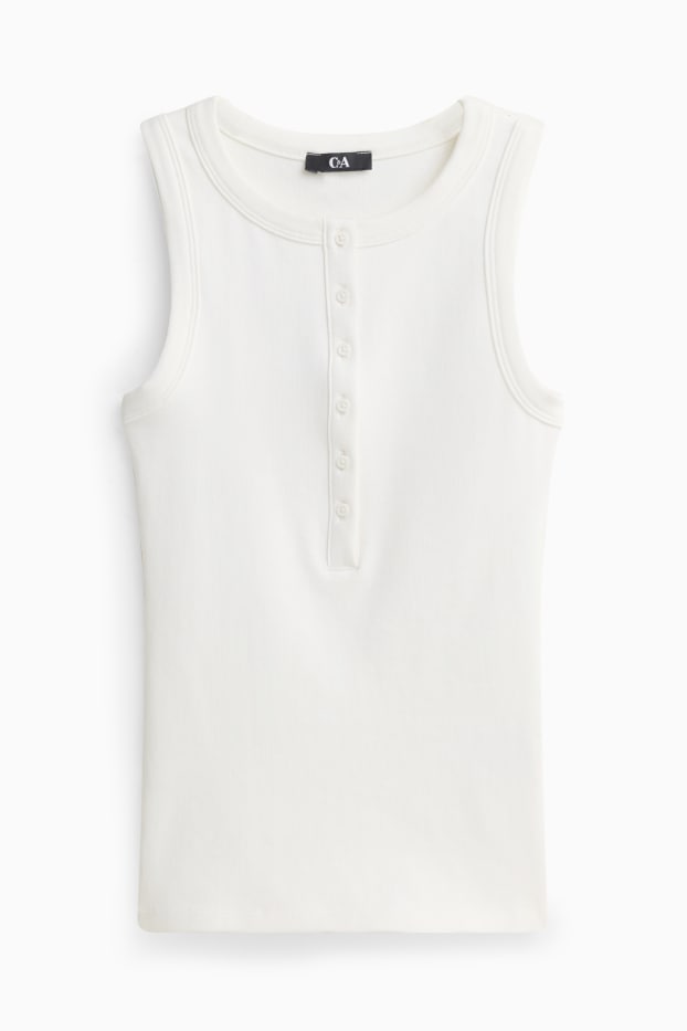 Damen - Top - gerippt - weiß