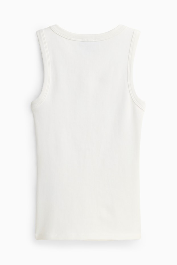 Damen - Top - gerippt - weiß