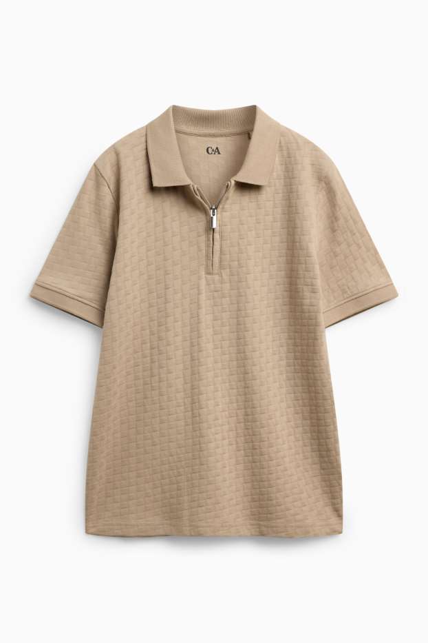 Children Boys - Polo shirt - textured - light brown