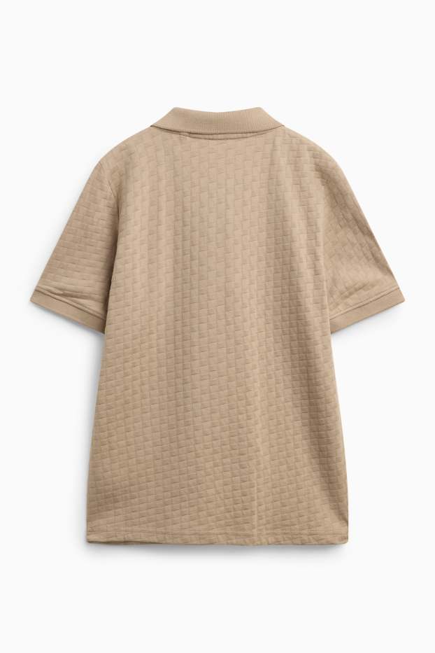 Children Boys - Polo shirt - textured - light brown