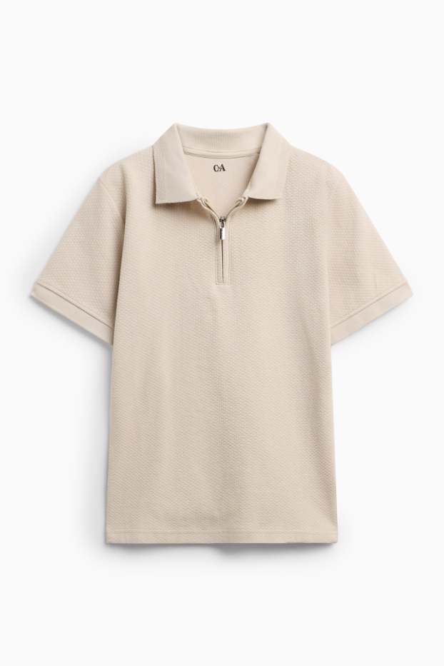Children Boys - Polo shirt - textured - creme