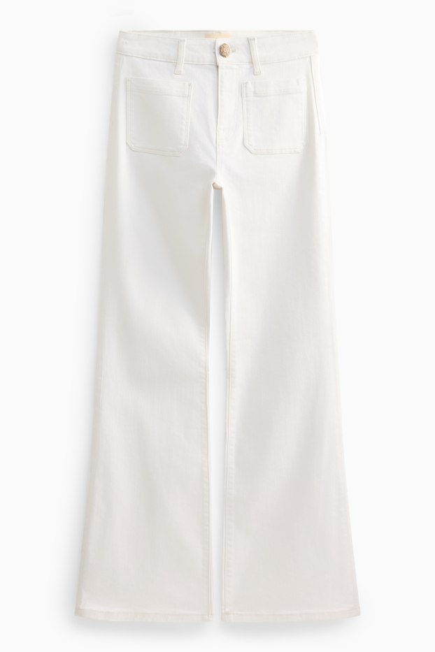 Damen - Flared Jeans - Mid Waist - weiß