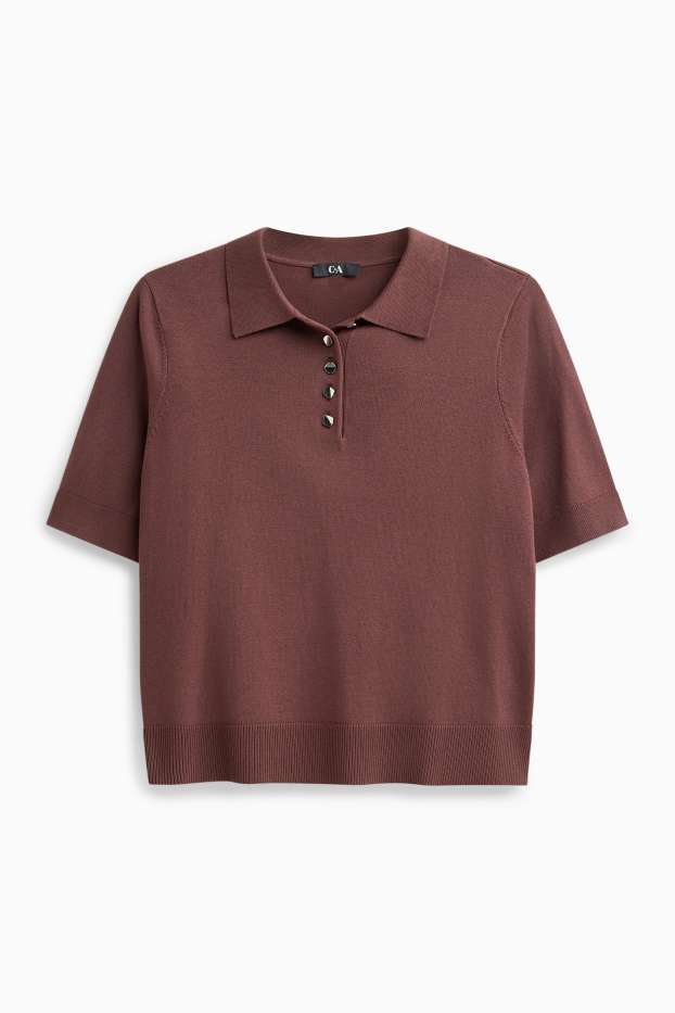 Femmes - Polo en maille - regular fit - marron