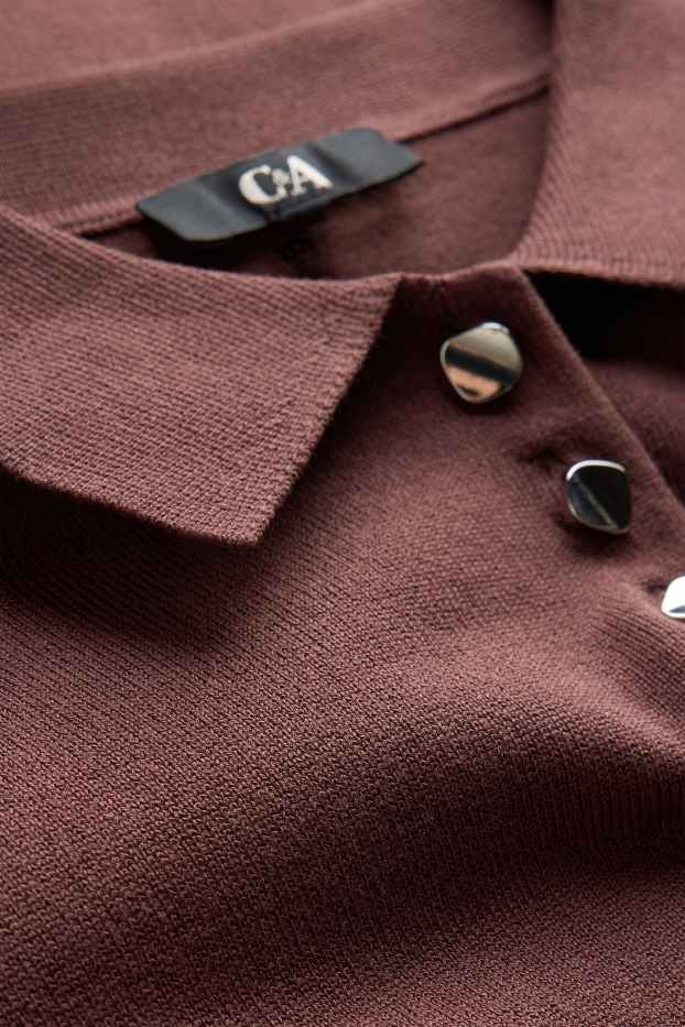 Femmes - Polo en maille - regular fit - marron