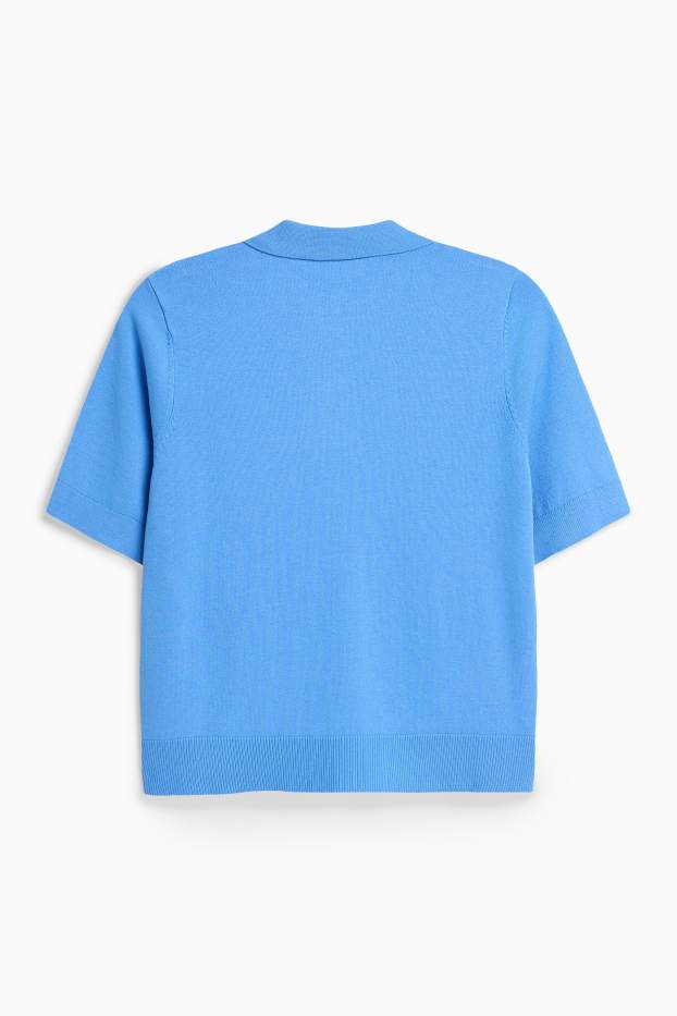 Dámské - Pletená polokošile - regular fit - modrá