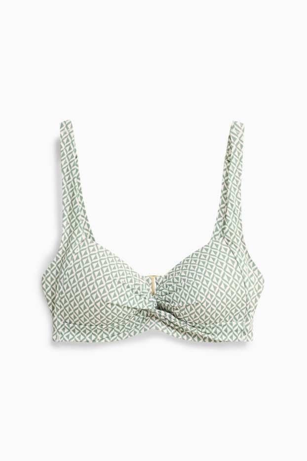 Damen - Bikini-Top - Bandeau - wattiert - LYCRA® - strukturiert - weiß / grün