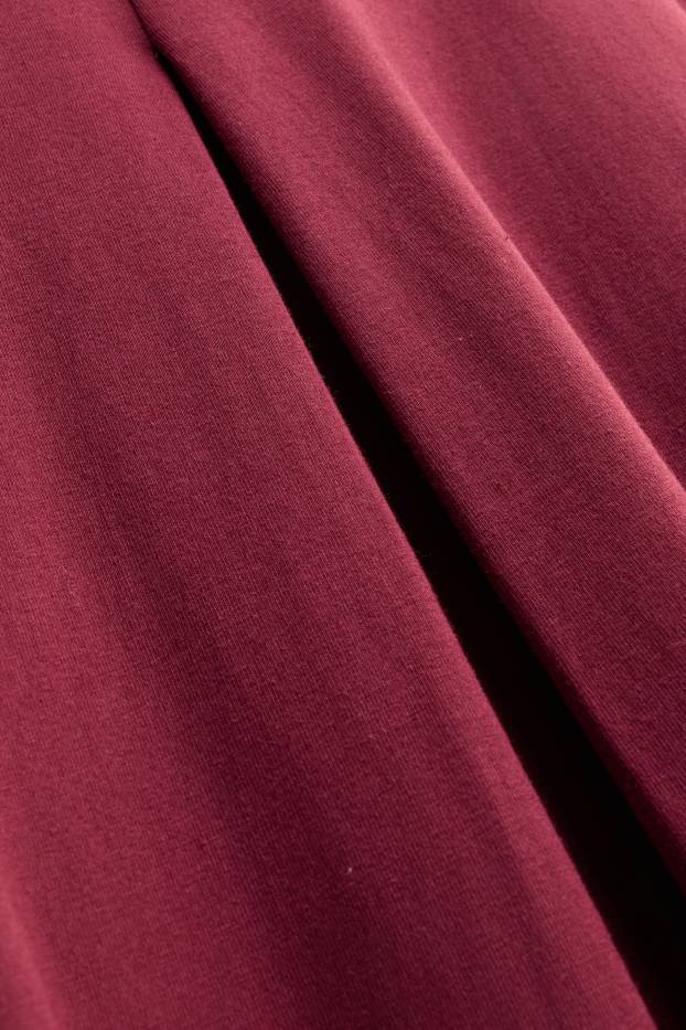 Dames - A-lijn-jurk met V-hals - donkerrood