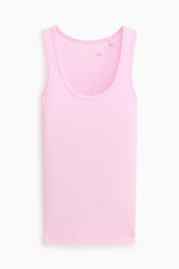 Damen - Top - gerippt - rosa