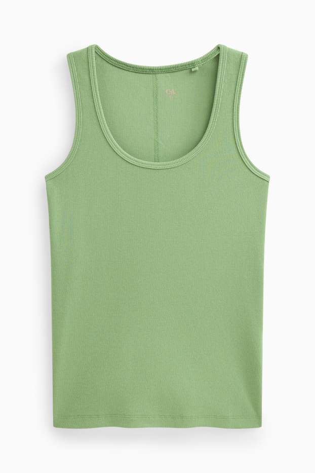 Damen - Top - gerippt - grün