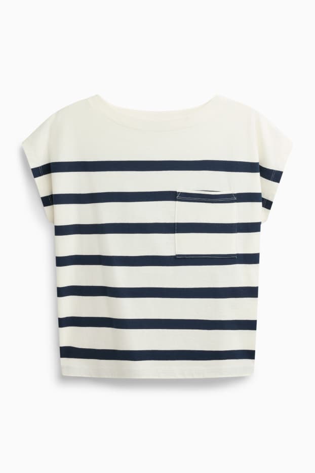 Damen - T-Shirt - Regular Fit - gestreift - weiß / blau