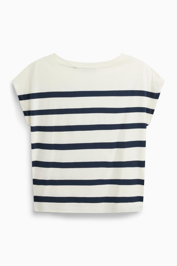 Damen - T-Shirt - Regular Fit - gestreift - weiß / blau