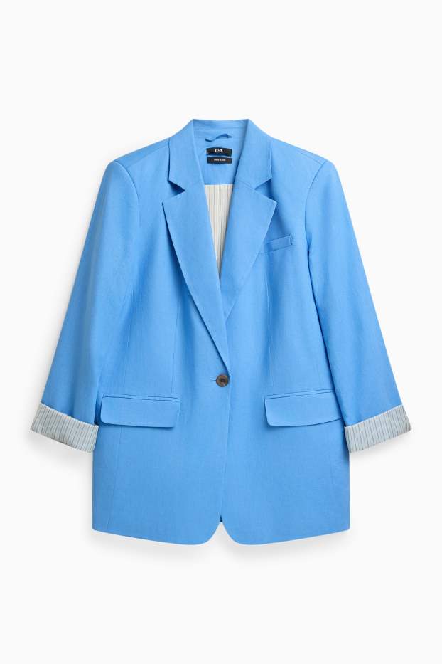 Women - Business blazer with linen content - regular fit - light blue
