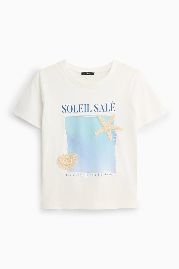 Damen - T-Shirt - Regular Fit - cremeweiß