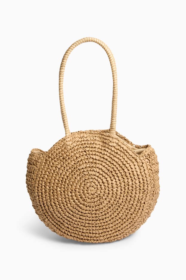 Damen - Kleiner Stroh-Shopper - beige