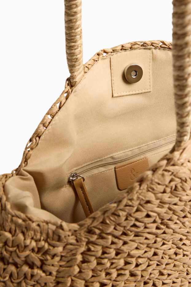 Damen - Kleiner Stroh-Shopper - beige