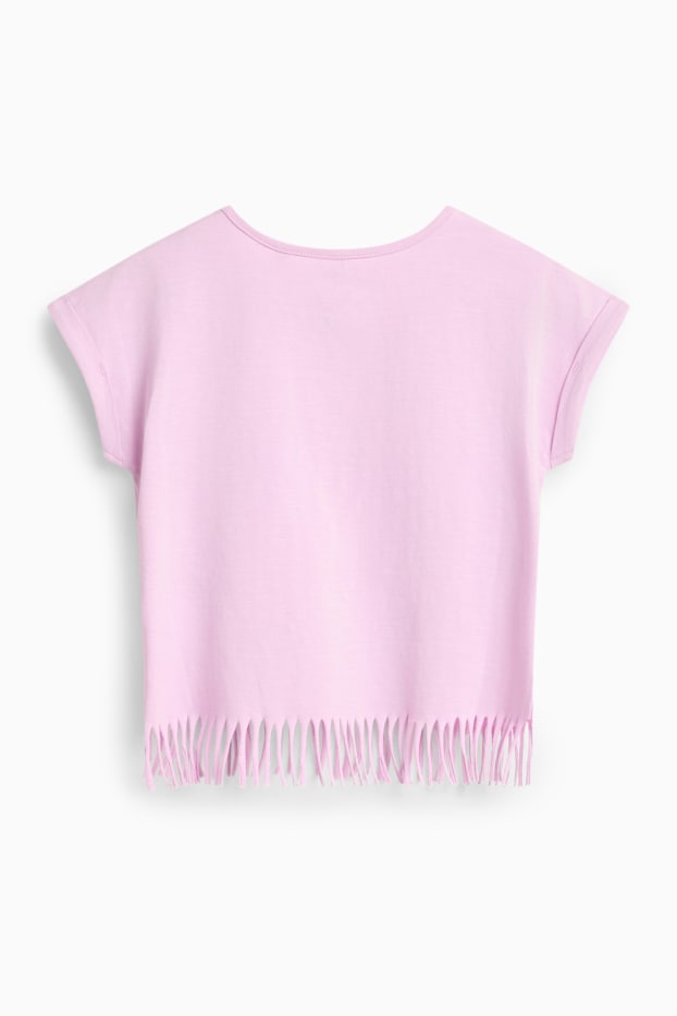 Děti - dívky - Jednorožec - tričko s krátkým rukávem - s lesklou aplikací - růžová