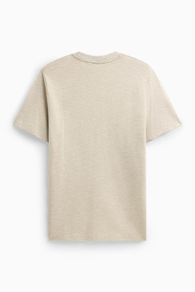 Hommes - T-shirt - regular fit - à rayures - marron