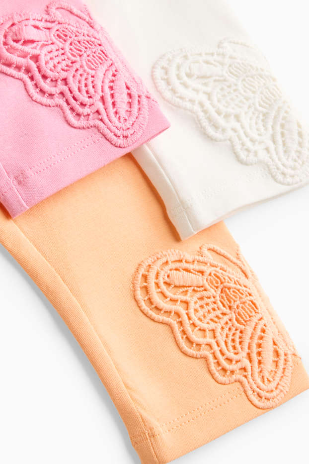 Children Girls - Multipack of 3 - butterfly - leggings - ribbed - white