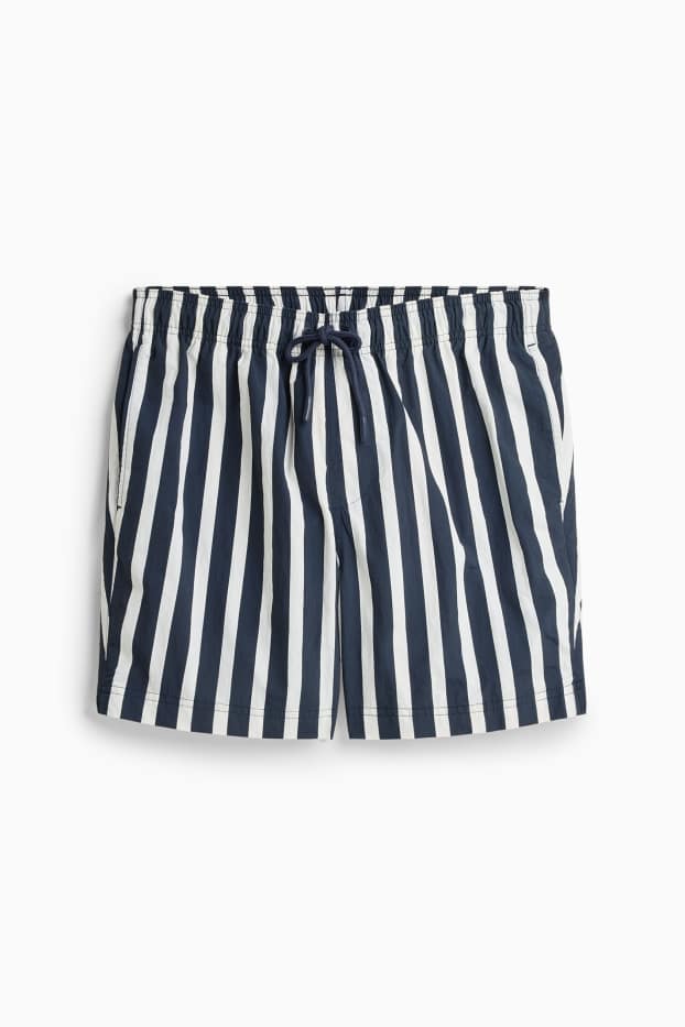 Hommes - Short de bain - à rayures - bleu foncé / blanc