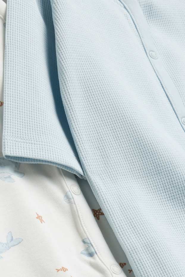 Baby Buben - Multipack 2er - Wal - Baby-Schlafanzug - weiß / hellblau