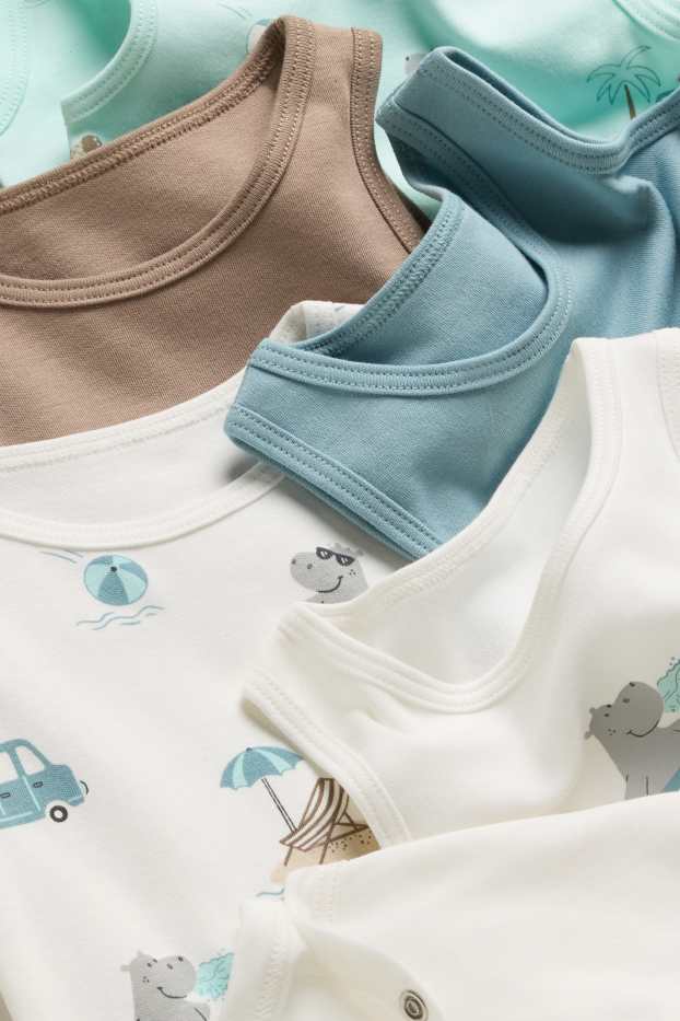 Baby Jungen - Multipack 5er - Nilpferd - Baby-Body - weiss