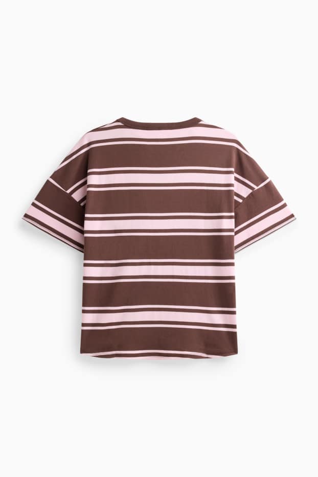 Femei - Tricou - supradimensionat - cu dungi - maro / roz